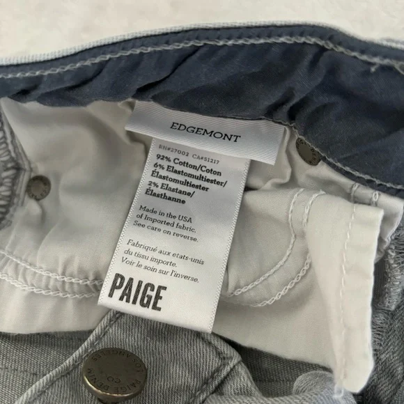 PAIGE Edgemont Montauk Grey No Whiskers Jeans Size 27 - Picture 4 of 13